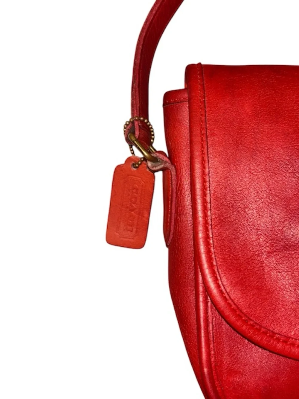 Vintage Coach Red Leather Shoulder Bag
